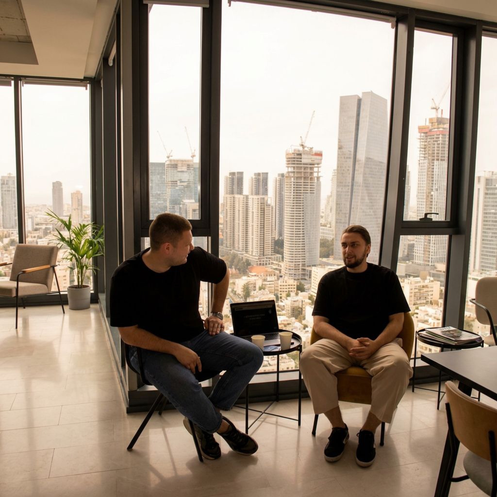 מייסדי Clean Team בפגישת עבודה במשרדי החברה ברמת גן