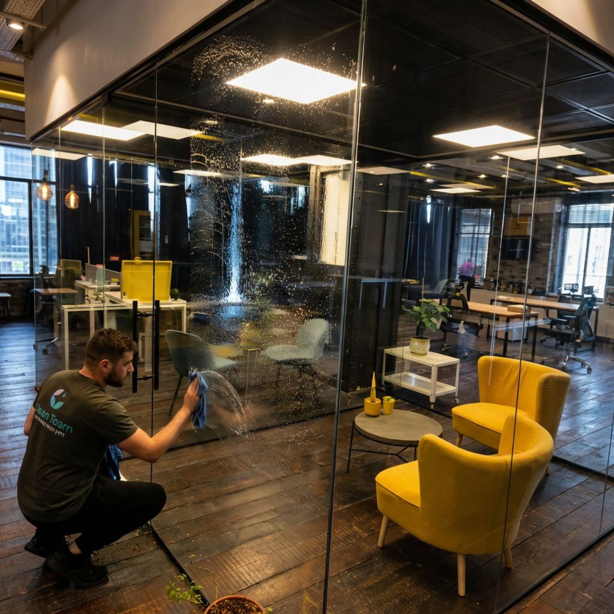 ניקיון מחיצות זכוכית במשרדי הייטק מודרניים